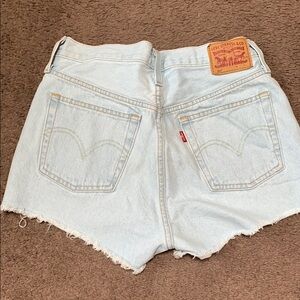 Levi's Blue Jean Shorts with Distressed Hem